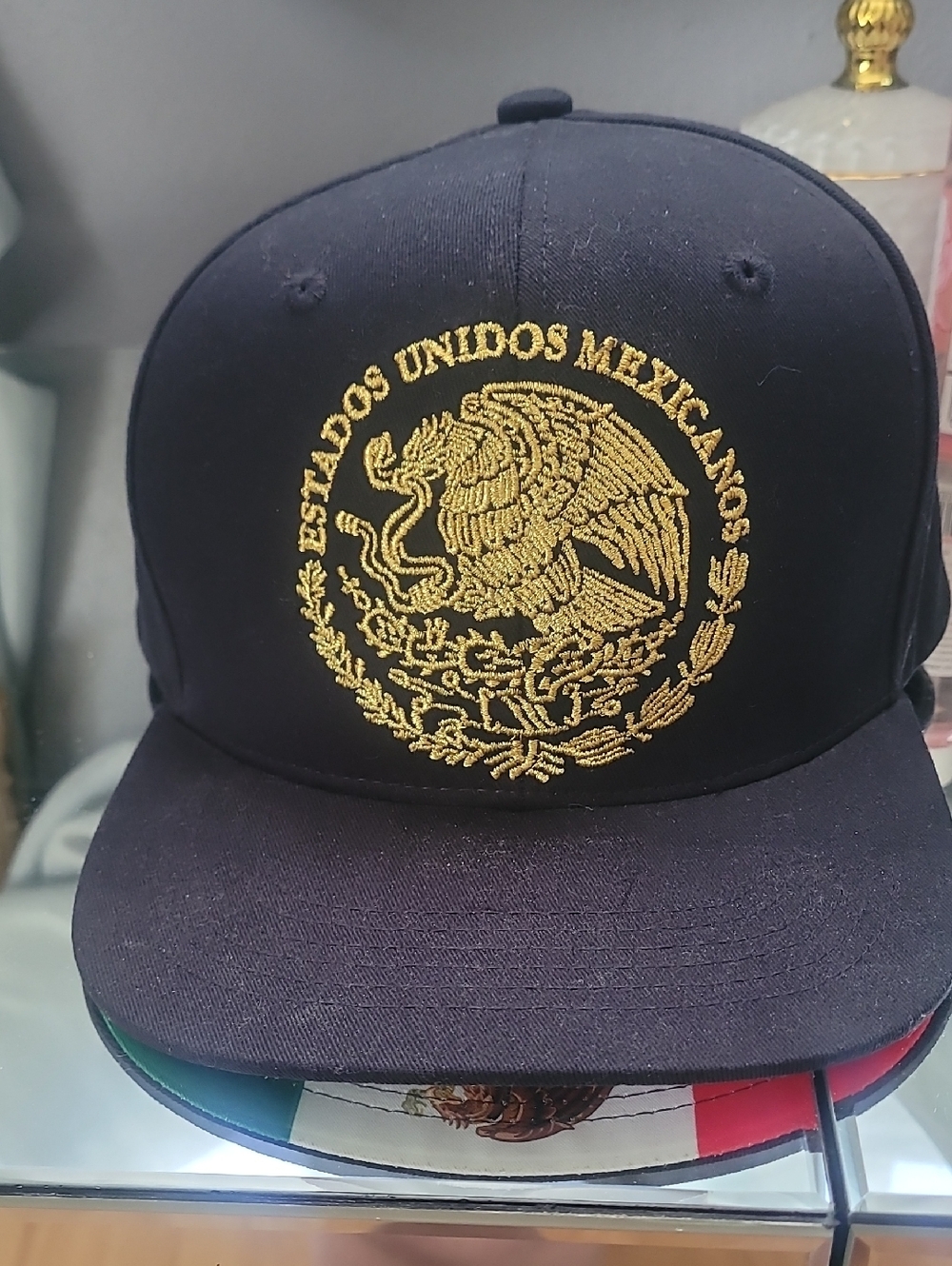 Black and Gold Mexican Emblem Snapback Hat